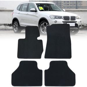SecosAutoparts Replacement Black Velour Front & Rear Floor Mats Carpet Compatible with BMW X3 F25 2010 2011 2012 2013 2014 2015 2016 2017 2018