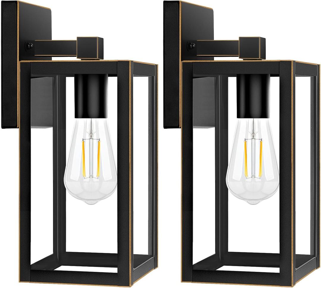 2-Pack Outdoor Wall Light, Waterproof Porch Lights Outdoor, 10" Bronze Outdoor Lights for House with Clear Glass for House, Porch, Front Door, Garage, Patio, Bulbs Not Included (10.6 Inch)