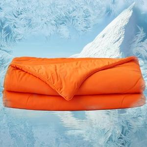 MorroMorn Cooling Comforter for Hot Sleepers & Night Sweats - IceyRest Cold Touch Technology, Lightweight Summer Blanket Breathable Silk Smooth (Orange, Full Queen Size 90"x 90")