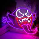 King Boo Neon Sign For Wall Decor Ghost Face Dimmable Neon Light Bedroom Halloween Led Light Up Sign Creative Room Decor Gaming Backdrop Home Party Birthday Gift for Kids Boys Girls