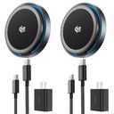 THREEKEY for MagSafe Charger, Only1Pack Qi2 25W Fast Charging Pad with Cooling Fan, Magnetic Wireless Charger with 6.6ft Cable for iPhone 17/16/15 Series (2 Adapters Included)