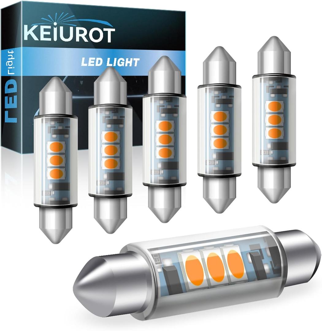 Keiurot T3 44MM Uder Cabinet Light Bulb Festoon Replacement Bulb Kit, Festoon bulb for Undercabinet RV Refrigerator Light Bulb Warm White 12Volt AC/DC, 6Pack