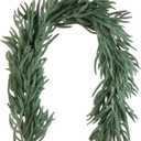 Egolot 70 Inch Winter Christmas Real Touch Norfolk Pine Garland for Doors Mantle, Green Artificial Greenery XMAS Garland for Indoor Outdoor, Rustic Farmhouse Christmas Fireplace Mantle Home Decoration