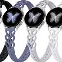 Wepro 20mm Thin Braided Silicone Band: for Samsung Watch Bands Women for Galaxy Watch 7 6 5 4 FE 40mm 44mm 6 4 Classic 43mm 47mm 42mm 46mm 5 Pro 45mm 3 41mm Active 2, Slim Heart Lace Breathable Strap