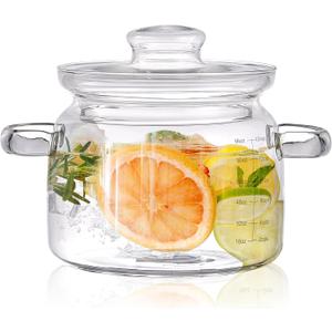 Large 96oz (3 Quart) Borosilicate Glass Saucepan with Lid,Clear Glass Simmer Pot for Stovetop Cooking, Microwave & Dishwasher Safe, Multipurpose Potpourri Pot, Serving Dish for Kitchen Use