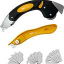 XW Heavy Duty Roller Carpet Knife and Light-weight Carpet KnifeExtra 15 PCS Blades Included, 2-Pack