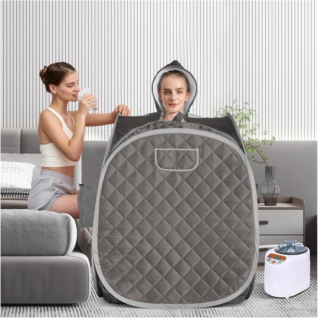 ZONEMEL Portable Steam Sauna, Full Body Home Sauna Spa, 1 Person or 2 Person Share Saunas, 3L Steam Generator with Remote Control (Black, L 33.5x W 32.3x H 41.7)