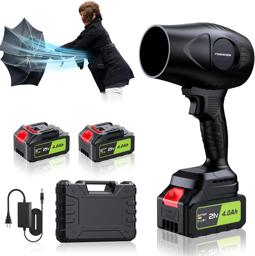 Cordless Leaf Blower 600000RPM - 21V Electric Leaf Blower with 4.0Ah Battery & Charger - Ultra Lightweight Handheld Blower for Patio, Garden, Driveway (Pitch Black)