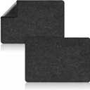 2 Pcs Heat Resistant Mat for Air Fryer, Coffee Maker, Toaster - Black Rectangular Felt & Silicone Countertop Protector with Sliding Function