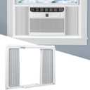 Window AC Side Panel with Frame Set,Air Conditioner Accordion Filler Curtain Replacement for Window AC Units,Fits Most 5,000 BTU Units,White,2 Pack