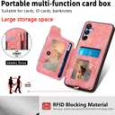 Phone Case for Samsung Galaxy A16 5G/4G Wallet Cover with Tempered Glass Screen Protector and Wrist Strap Lanyard RFID Credit Card Holder Ring Stand Cell Accessories A 16 16A SM-A166U Women Men Pink