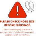 12" Faucet Hose Connector, 3/8" Comp x 1/2" FIP Braided Stainless Steel Faucet Water Supply Lines for Bathroom Kitchen Sink Faucet 2Pcs