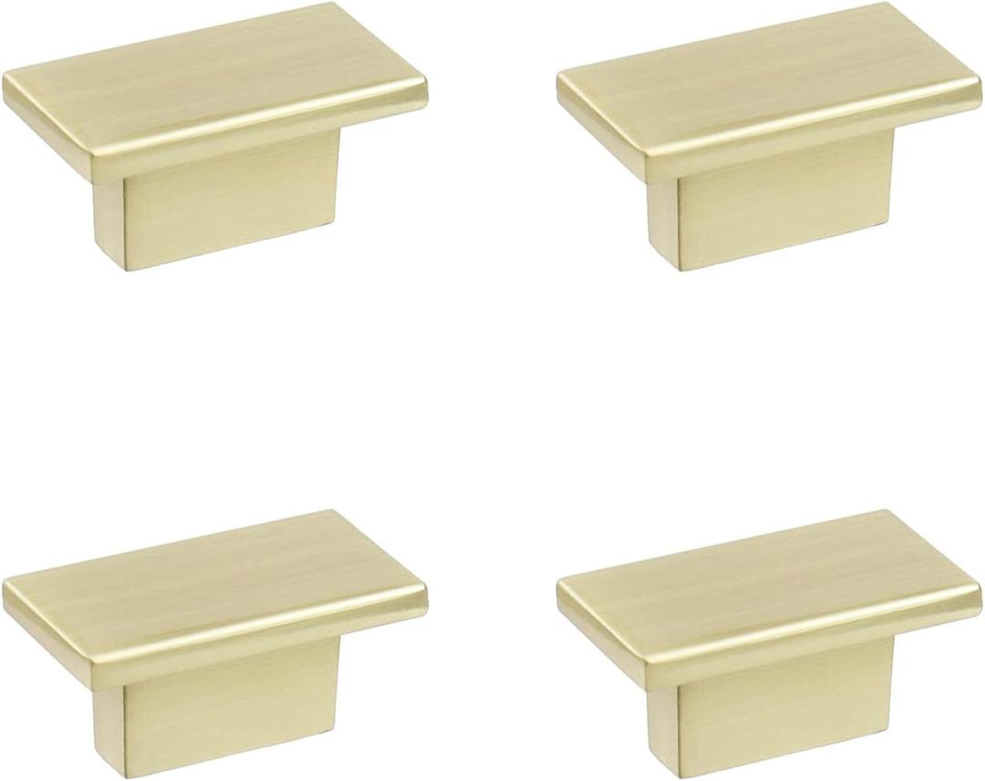 Mcredy 4 Pcs Cabinet Knobs Gold Rectangle Cabinet Pulls with Screws Zinc Alloy Modern Drawer Handles with Screws for Dresser Wardrobes Doors, 16mm/0.63" Hole Distance