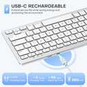 OMOTON Rechargeable Keyboard for Mac, mini Compact Wireless (No Numeric Pad), Stable Bluetooth Connection, Ergonomic Design, Keyboard Compatible with MacBook/iMac/Mac mini - Silverwhite