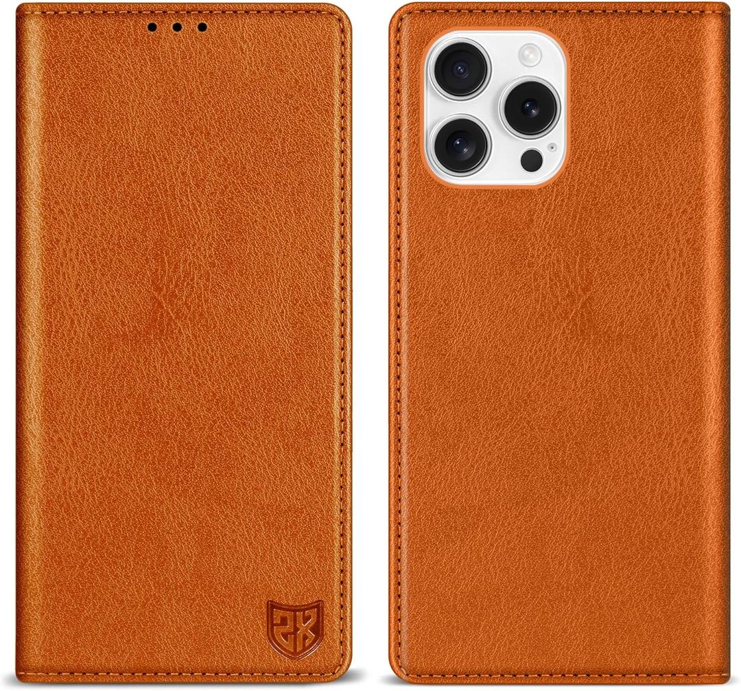 ZZXX for iPhone 16 Pro Max Wallet Case with [RFID Blocking] Card Slot Stand Strong Magnetic Leather Flip Fold Protective Phone Case for iPhone 16 Pro Max Case Wallet(Brown-6.9 inch)