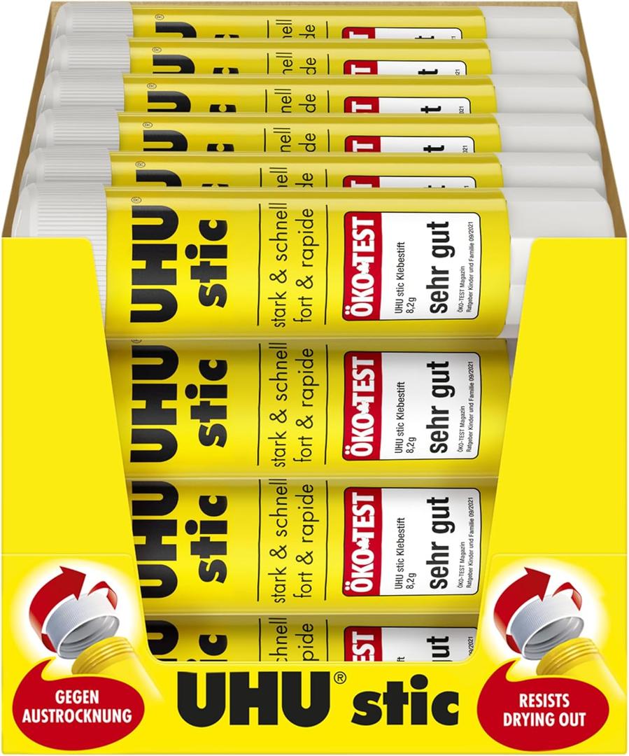 UHU Stic Glue Stick Solid Washable Non-Toxic 8.2g Ref 45187 [Pack of 24]
