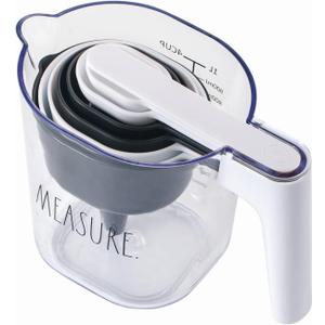 Rae Dunn Measuring Cup Set - 9 PC. Nesting Stackable Liquid Measure Cup, Dry Measuring Cups and Spoons with Funnel and Scraper - Nesting and Clicks Together for Easy Storage (Multi)