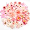 58 Pcs Fake Flowers Heads, Pink Artificial Flowers Bulk Fabric Flowers for Craft, Small Faux Flower Heads Mix for DIY Wedding Bouquets Garland Album Cake Hair and Home Decorations
