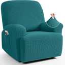 TAOCOCO Oversized Recliner Chair Covers, 1 Seater Streach Recliner Covers Soft Couch Protector Furniture Protector Covers with Elastic Chair Cover Jacquard Pattern (Peacock Blue)