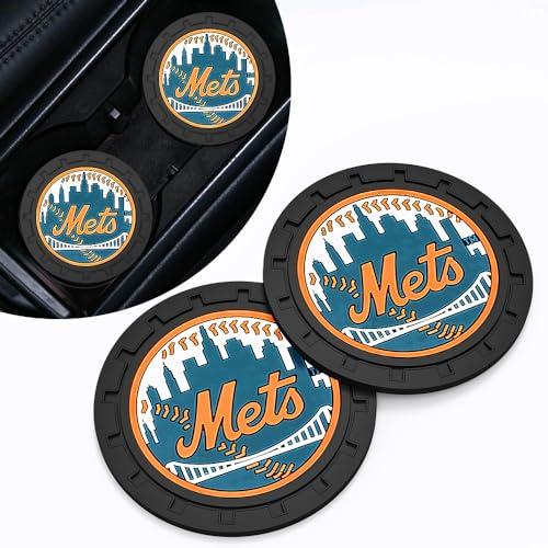 Mets Car Cup Holder Coasters for Baseball Fans,New York Met Car Coasters for Vehicle Drink Holder,Baseball Stuffs NY Mets Car Cup Holder Insert,Souvenir/Gifts for Baseball Fans,Non-Slip Car Cup Mat