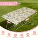 Rectangle Picnic Table Cloth, Elastic Waterproof Fitted Vinyl Tablecloths for 8 Foot Tables, Wipeable Flannel Backed Table Covers for Dining, Camping, Outdoor(Rose,36"x96")