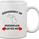 Speedy Pros Somebody In Michigan Loves Me Ceramic Coffee Tea Mug Cup Holiday Christmas Hanukkah Gift For Men & Women