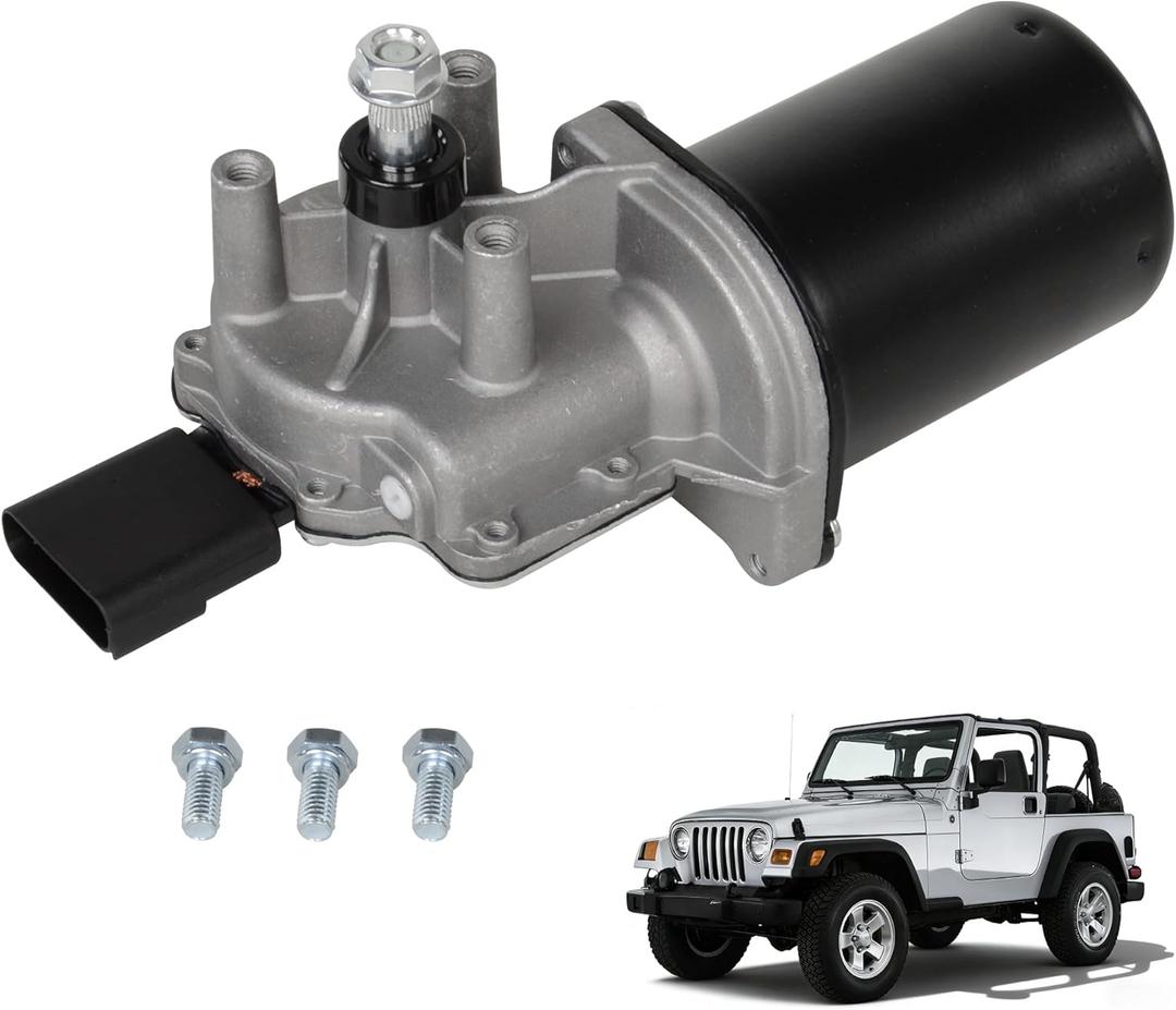 New Front Windshield Wiper Motor 68002388AA Compatible with Jeep Wrangler 2007-2017, Wrangler JK 2018 Sport Utility Replace OE 55077859AC, 55077859AB, 40-458, 5 Pin