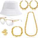 GIFIKOI 80s 90s Accessories Outfit for Woman Men Hip Hop Costume Kit Old School Rapper Jewelry