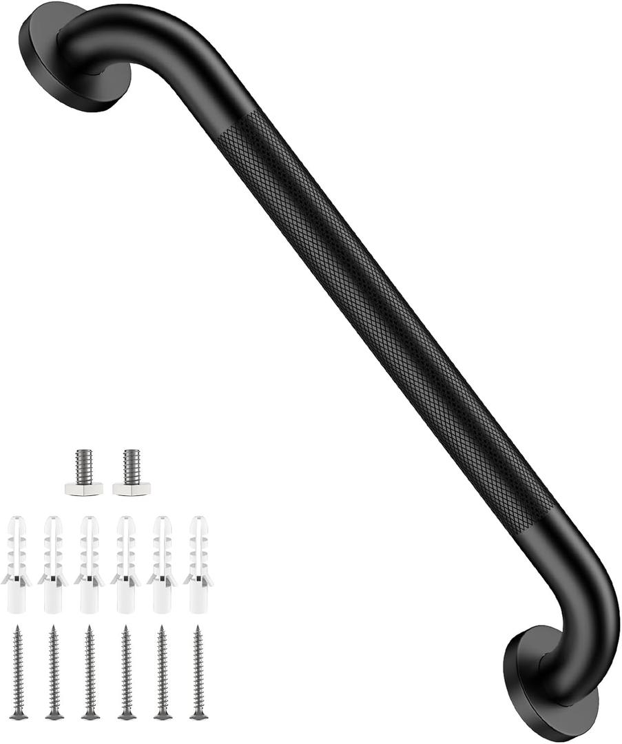 Anti-Slip Black Grab Bar 20 Inch, Grab Bar for Bathtub and Shower