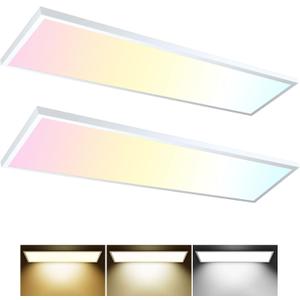 AIKVSXER 2PACK 1x4 LED Flat Panel Light Surface Mount LED Ceiling Light, 5500LM 50W TRIAC 10-100% Dimmable, 3000/4000/5000k Selectable, 120V Kitchen Ceiling Light Fixtures for Garage/Laundry White