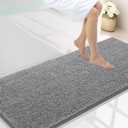 Smiry Luxury Chenille Bathroom Rugs 59x24, Extra Soft and Absorbent Shaggy Bath Mat, Machine Washable, Non-Slip Plush Carpet Runner for Tub, Shower, and Floor, Home Decor Accessories, Grey