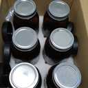 6 Pack 32 oz Amber Mason Jars, Regular Mouth Mason Jars with Lids and Bands and 6 Black Plastic Mason Jar Lids