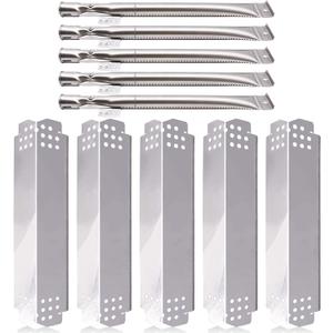 Grill Replacement Parts for Nexgrill 5 Burner 720-0888, 720-0888N, Nexgrill 4 Burner 720-0830H, Members Mark 720-0882D Grill, Stainless Steel Heat Plate Shields and Burner Tubes Replacement Kit.