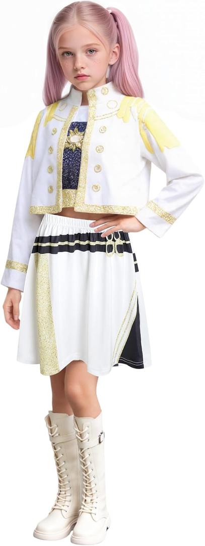 Girls Pop Singe Costume Fancy Stage Outfit Set Kids Halloween Cosplay Role Play Dress Up