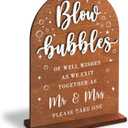 Blow Bubbles Wedding Sign Stand - Bubbles For Wedding Send Off Ideas, Rustic Wedding Decor For Ceremony And Reception