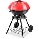 Spexlb 17 Inch Charcoal Grill,BBQ Grill Camping Stove for Outdoor Cooking Portable Heavy Duty Round with Wheels Grilling for Tailgating Patio Backyard Camping,Red