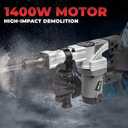 XtremepowerUS 1400W Demolition Electric Jack Hammer SDS Plus Construction Concrete Breaker Punch Drill Chipping 4500BPM Floor Tile Removal (Include Flat & Chisel Bits) Carrying Case