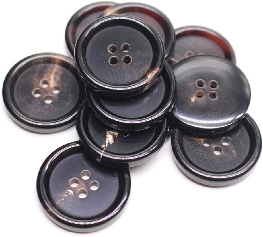 YaHoGa 10PCS 1 Inch Real Horn Buttons for Blazer, Suit, Coats, Overcoat, Winter Coat, Jacket, Uniform Genuine Natural Brown Buffalo Horn Buttons for Men (25mm, Brown)
