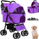 3 in 1 Pet Dog Stroller for Small Medium Dogs 10-50 lbs, Foldable Cat-Strollers for 2-Cats with Removable Carrier, Pet-Strollers for Cats with Storage Bag, Small Puppy-Stroller, Dog-Cart (Purple)