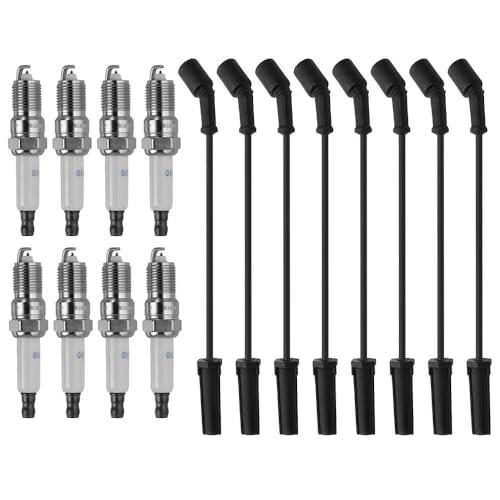 8PCS 41-110 Spark Plugs & M8-48322 Spark Plug Wires Compatible with Chevrolet Express 1500/2500/3500 2011-2019 Silverado 5.3 6.0L 6.2L, Cadillac Escalade Gmc Yukon Sierra Savana# 19297035 9748uu