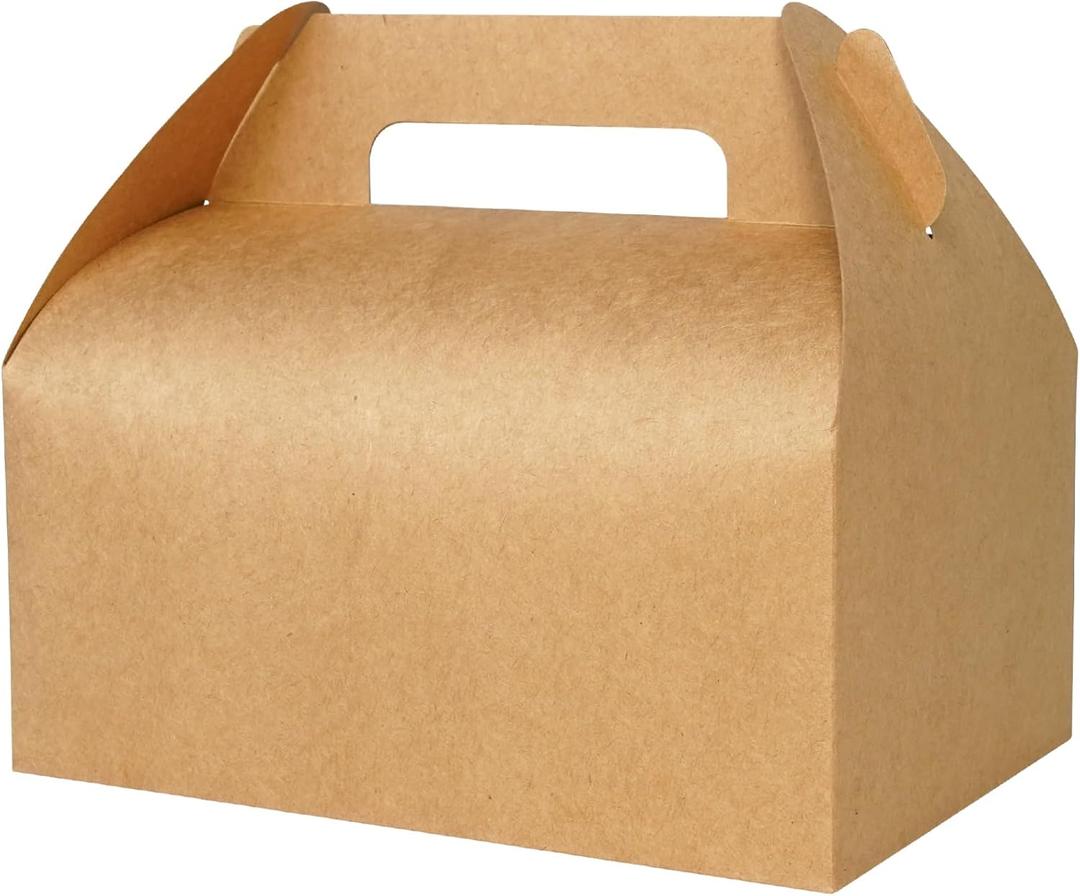 30 Pack 9x6x6 Large Gable Gift Boxes Brown Kraft Party Treat Boxes Disposable Lunch Box Togo for Treats Meals Cookies Favors Goodies Gifting Baked Goods