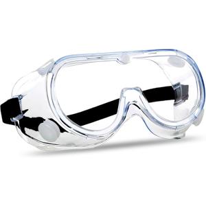 Anti-Fog Protective Safety Goggles Clear Lens Wide-Vision Adjustable Chemical Splash Eye Protection Soft Lightweight Eyewear (Transparent)