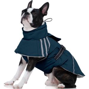 FUAMEY Dog Cold Weather Coats,Dog Winter Jackets for Medium Dogs Warm Dogs Coat with Reflective Strips Waterproof Pet Snowsuit Thick Paded Pets Vest for Boston Terrier French Bulldog Blue M