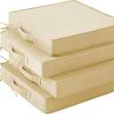 Patio Chair Cushions, 19" x 19" x 3" Outdoor Chair Cushions Set of 4, Waterproof Outdoor Cushions for Patio Furniture, Outdoors Seat Cushions Set of 4 with Handle and Ties, Light Khaki