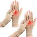 Woanger 2 Pairs Compression Gloves for Women Men 20-30 Mmhg Seamless Fingerless Compression Hand Thumb for Typing Crocheting