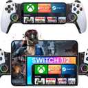 Wireless Phone Controller for iPhone/Android/Switch 1/2/OLED/iPad Mini With Hall Joystick, LED Mobile Gaming Controller for iOS Support Xbox, Steam Link, GeForce Now, Arcade,Call of Duty, Roblox