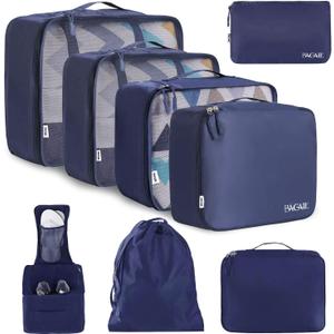 BAGAIL 8 Set Packing Cubes Luggage Packing Organizers for Travel Accessories-Indigo