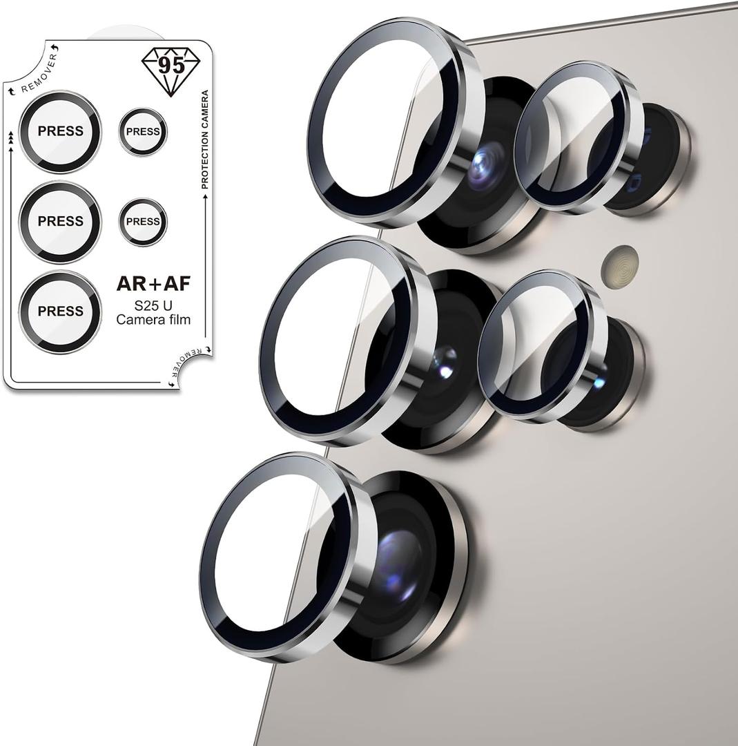 2 x for Samsung Galaxy S25 Ultra Camera Lens Protector, Alloy Individual Lens Protectors with Alignment Fram, Scratch Resistant HD Clear Camera Screen Protective Cover,Case Friendly (Gray)