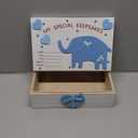 Soaoo 3D Wooden Baby Boys Memories Keepsake Box Baby Girls Elephant First Keepsake Box New Parent Newborn Baptismal Birthday Gift for Mementos 11.81'' x 7.87'' x 3.94''(Blue)