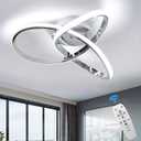 CANEOE Modern Ceiling Light Fixtures,42W Dimmable Flush Mount Led Ceiling Light with Remote Control, Creative Design Close to Ceiling Light for Bedroom Kitchen Living Dining Room Office (Chrome)
